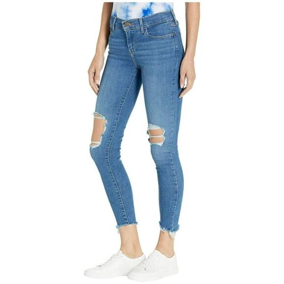 Levi’s‎ 721 High Rise Skinny Blue Jeans Distressed Size 25 - Picture 1 of 11